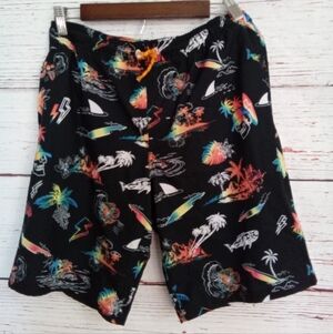Wonder Nation Boys Swim Trunks XL 14-16 Black Tropical Print Swim Shorts